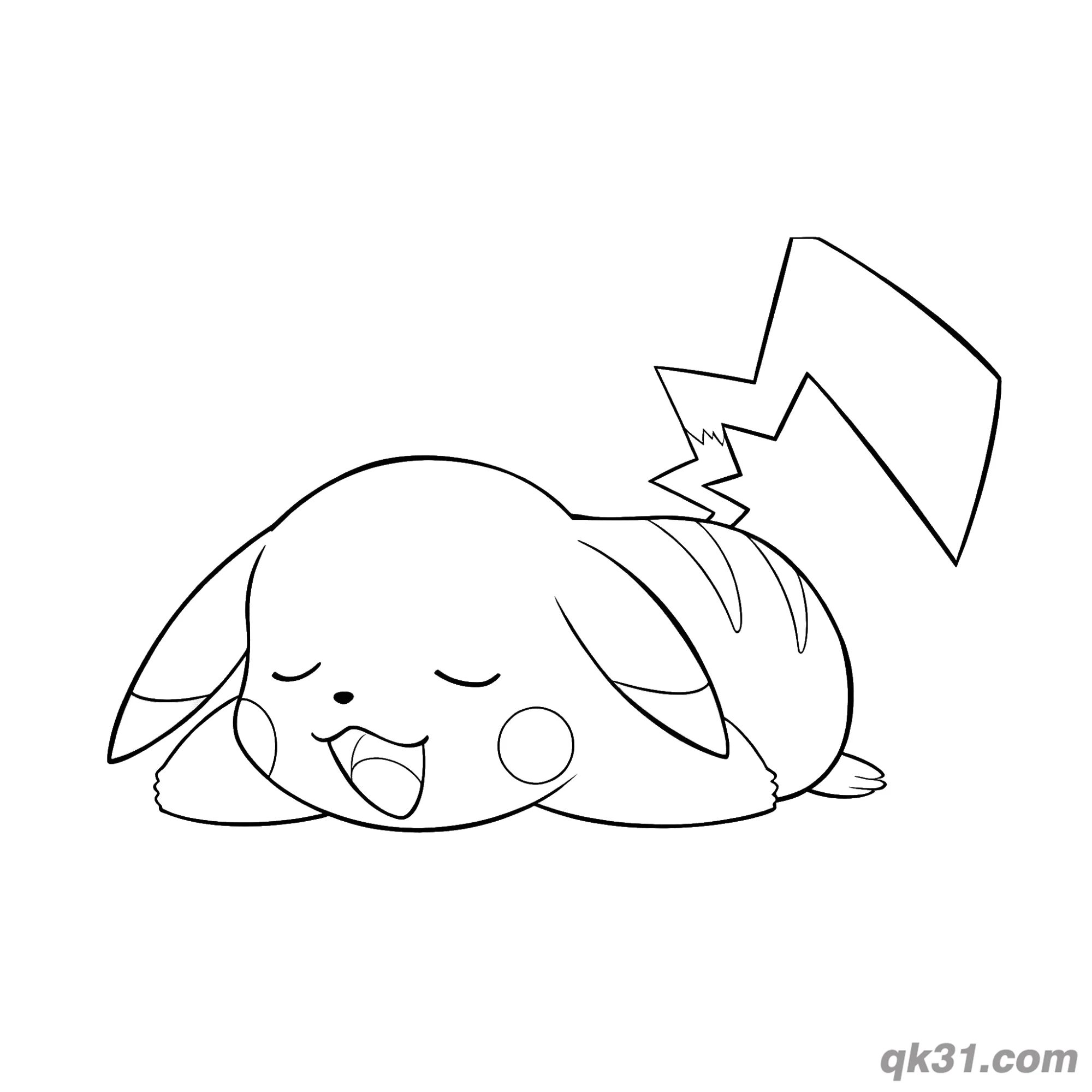 免费 睡觉皮卡丘简笔画涂色页 简笔画涂色页