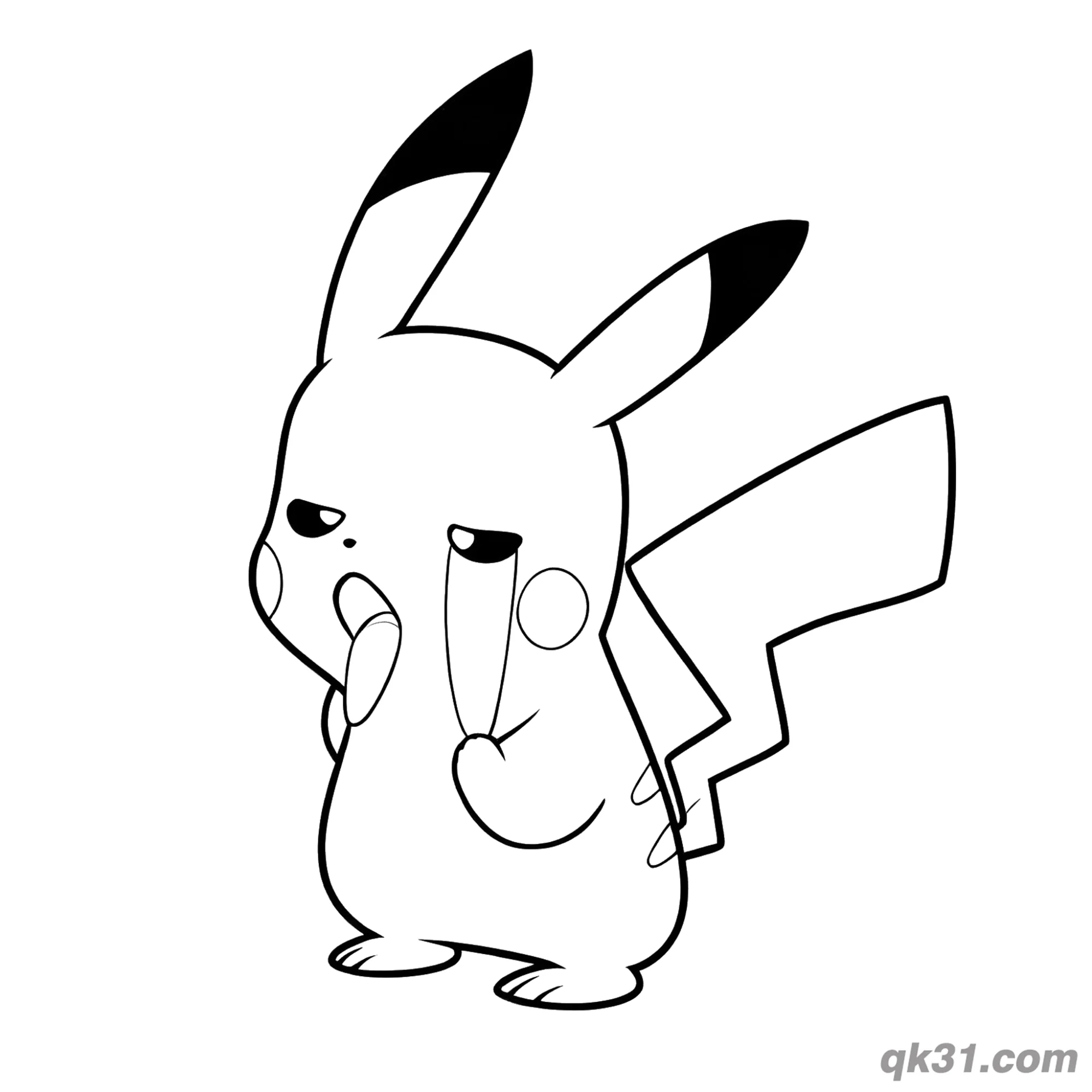 免费 困倦打哈欠皮卡丘简笔画涂色页 简笔画涂色页