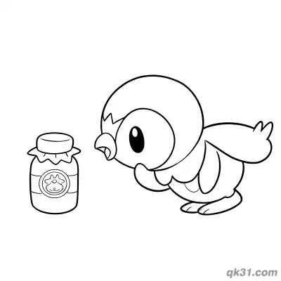 波加曼看玻璃罐简笔画涂色页 – 免费可打印简笔画涂色画