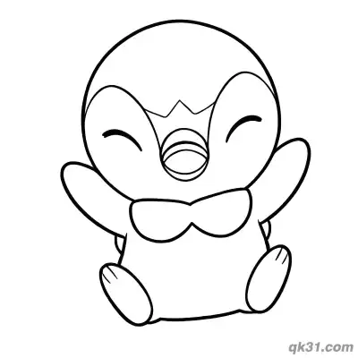 波加曼坐姿领结举手简笔画涂色页 – 免费可打印简笔画涂色画