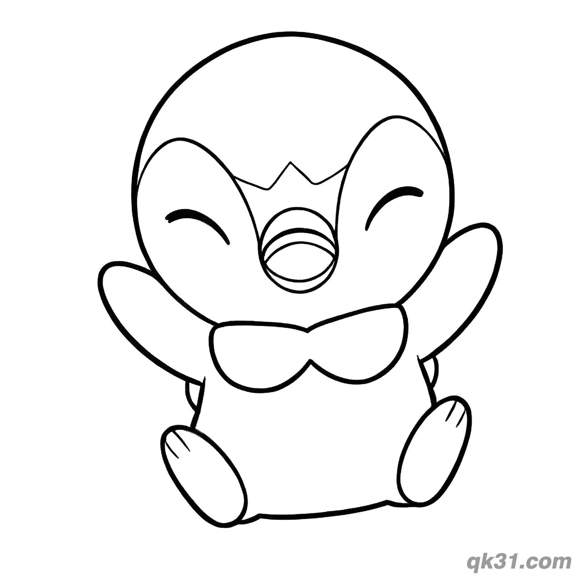 免费 波加曼坐姿领结举手简笔画涂色页 简笔画涂色页