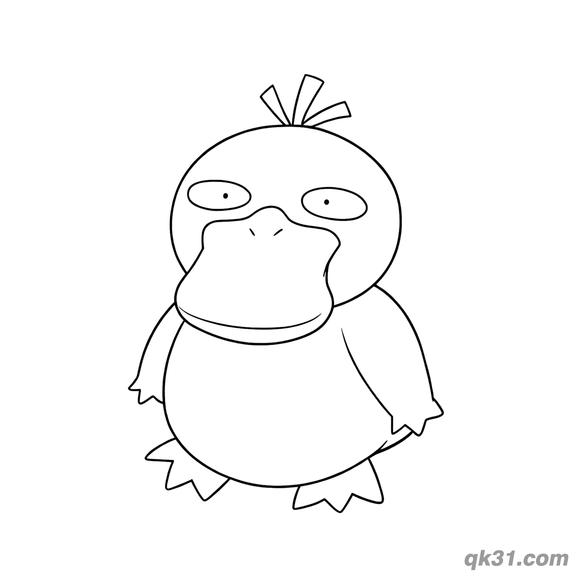 免费 可达鸭平静站立简笔画涂色页 简笔画涂色页