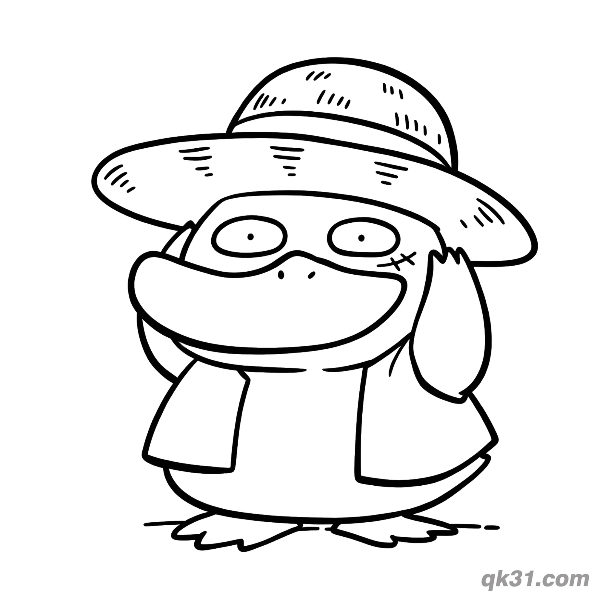 免费 可达鸭海贼王草帽扮演简笔画涂色页 简笔画涂色页