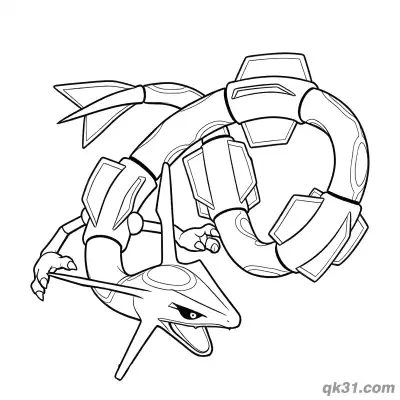 烈空坐盘绕身体与翅膀结构简笔画涂色页 – 免费可打印简笔画涂色画