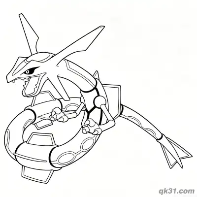 烈空坐咆哮盘绕简笔画涂色页 – 免费可打印简笔画涂色画