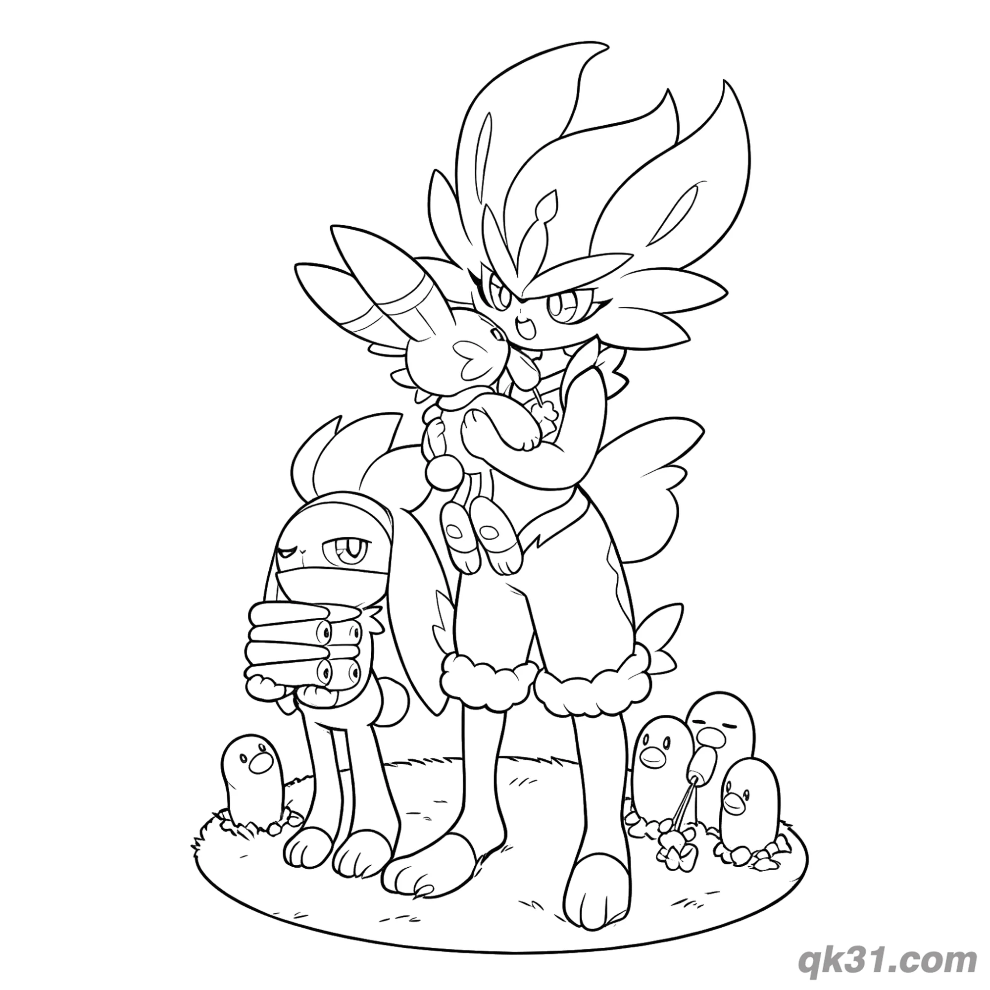 免费 闪焰王牌吃东西简笔画涂色页 简笔画涂色页