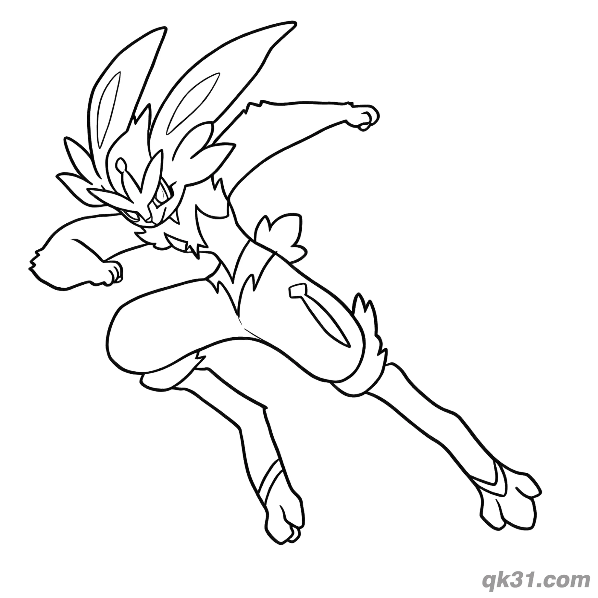 免费 闪焰王牌跳跃飞踢动作简笔画涂色页 简笔画涂色页
