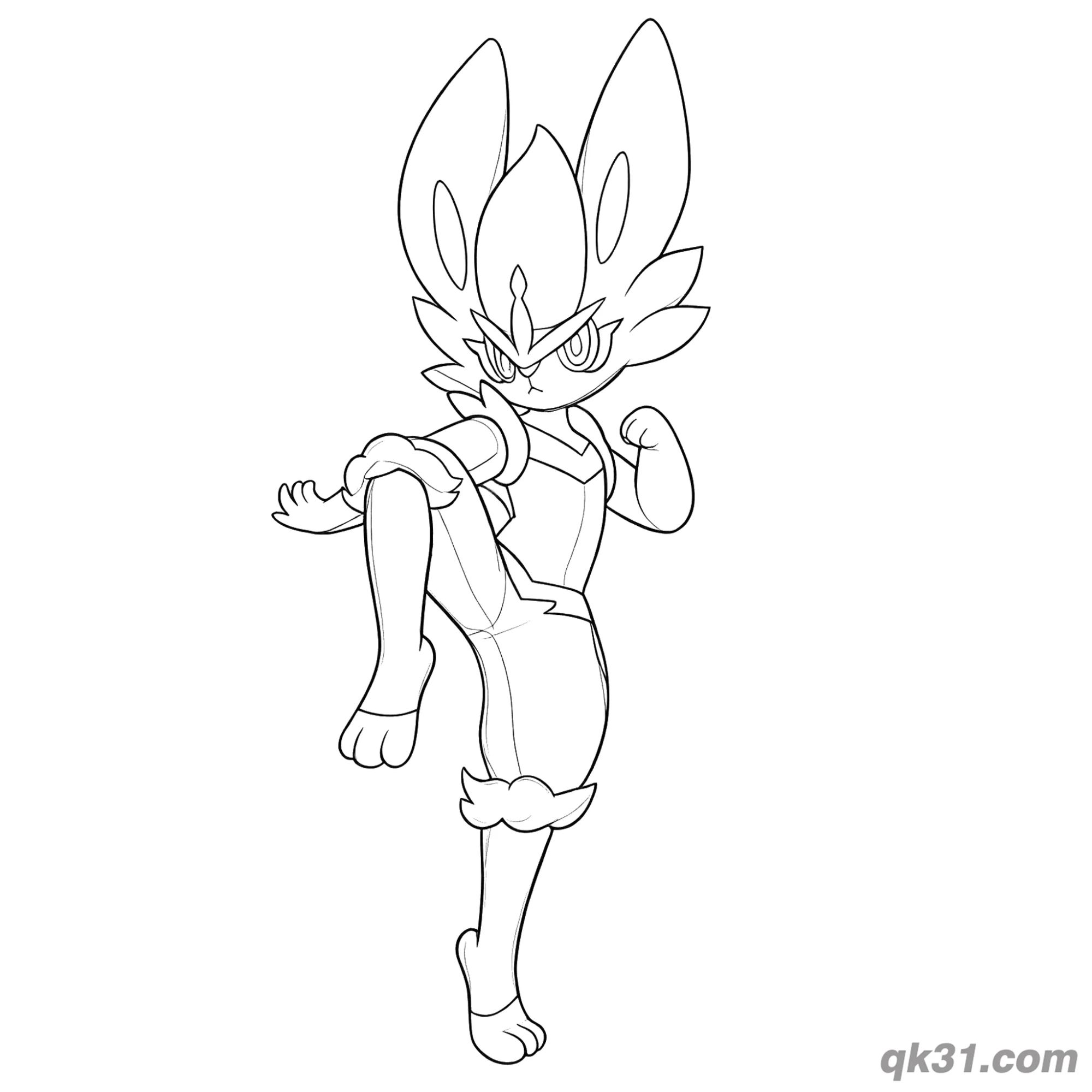 免费 闪焰王牌踢击姿态备战简笔画涂色页 简笔画涂色页