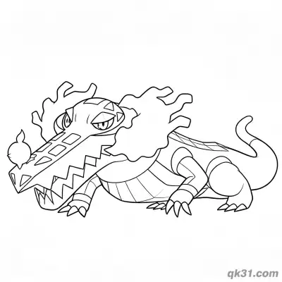 骨纹巨声鳄蹲伏潜行涂色页 – 免费可打印简笔画涂色画