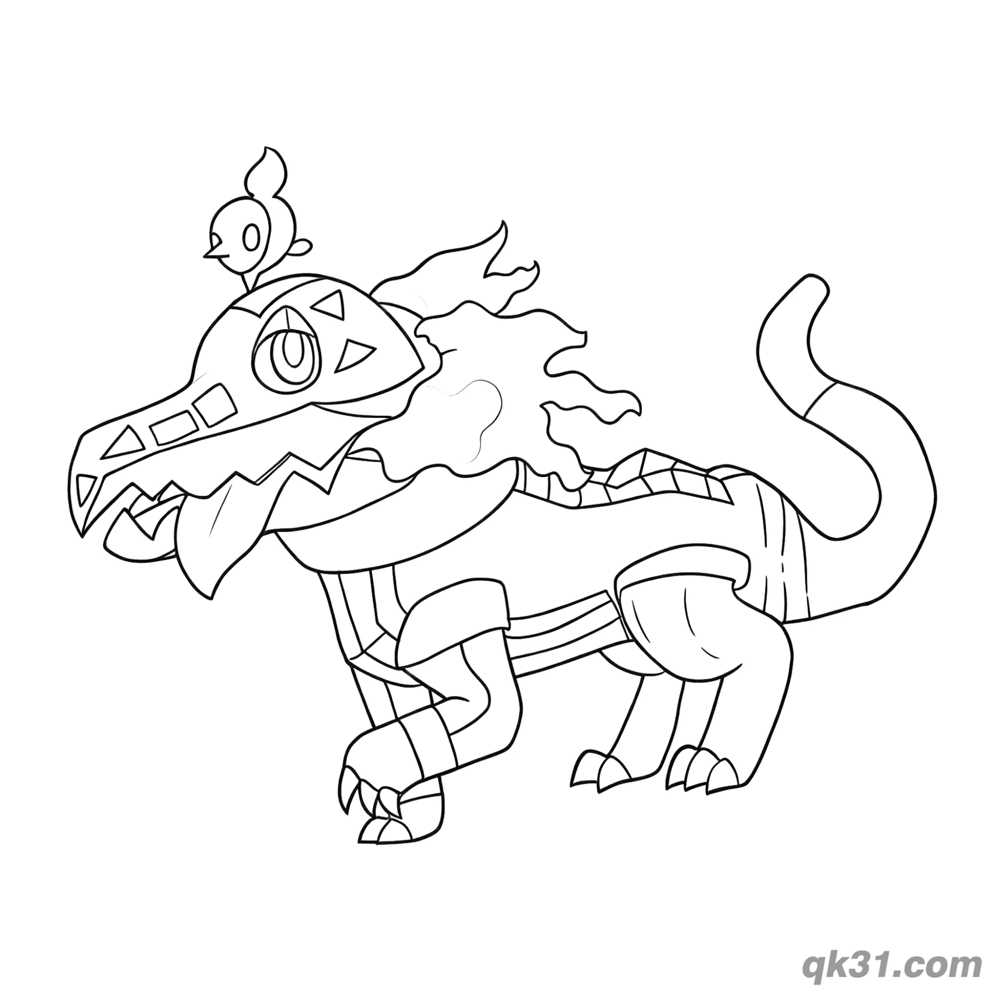 免费 宝可梦骨纹巨声鳄四足站立简笔画涂色页 简笔画涂色页