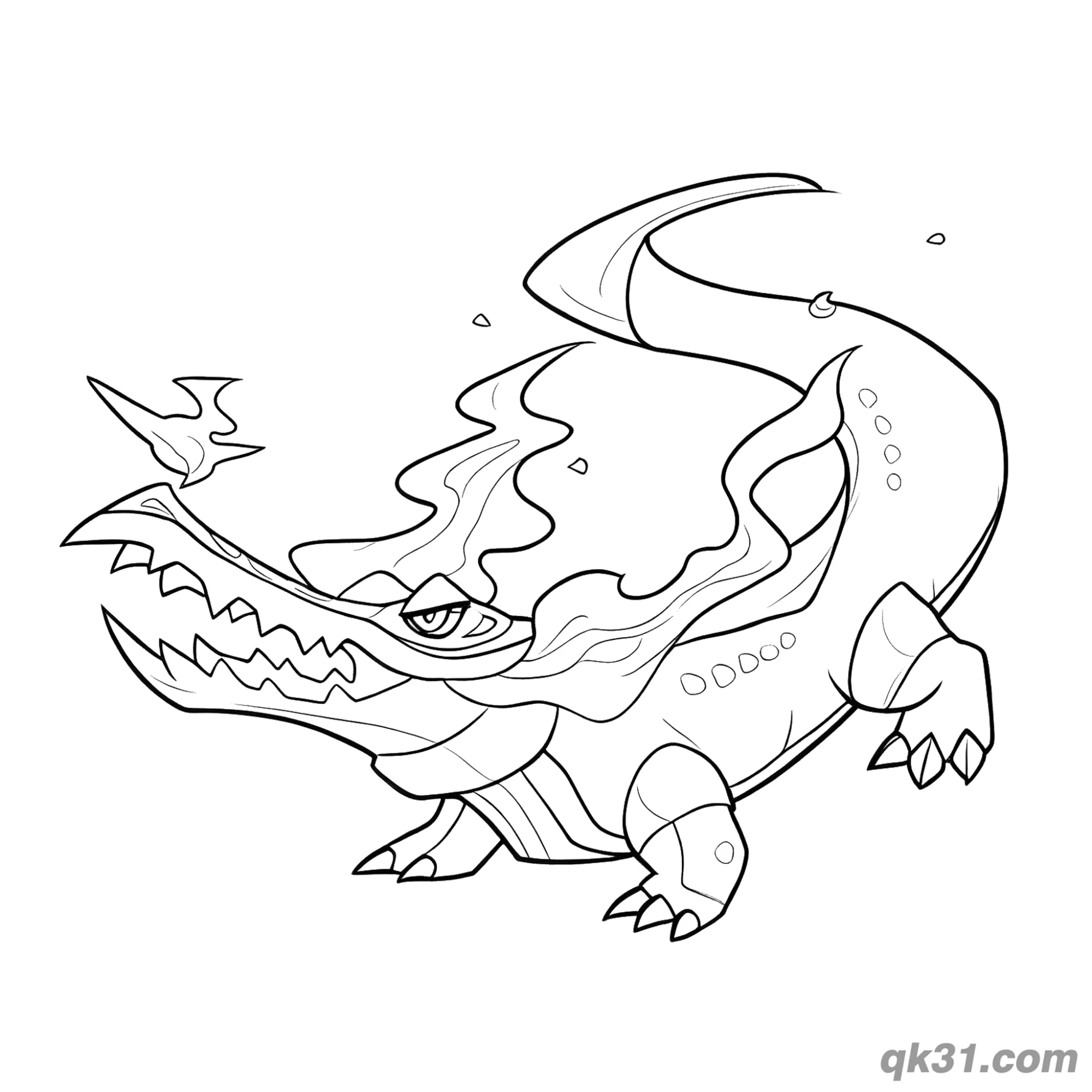 免费 宝可梦骨纹巨声鳄潜行姿势简笔画涂色页 简笔画涂色页