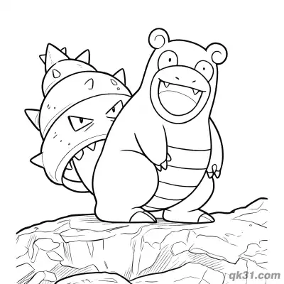 呆壳兽悬崖边大笑简笔画涂色页 – 免费可打印简笔画涂色画