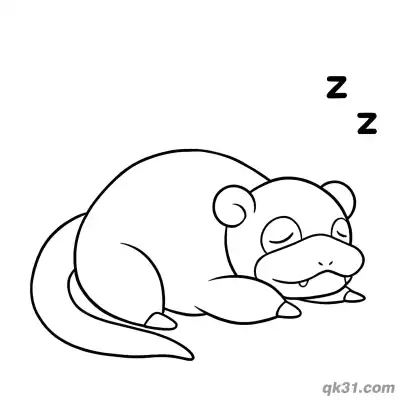 呆呆兽打鼾睡眠趴姿简笔画涂色页 – 免费可打印简笔画涂色画