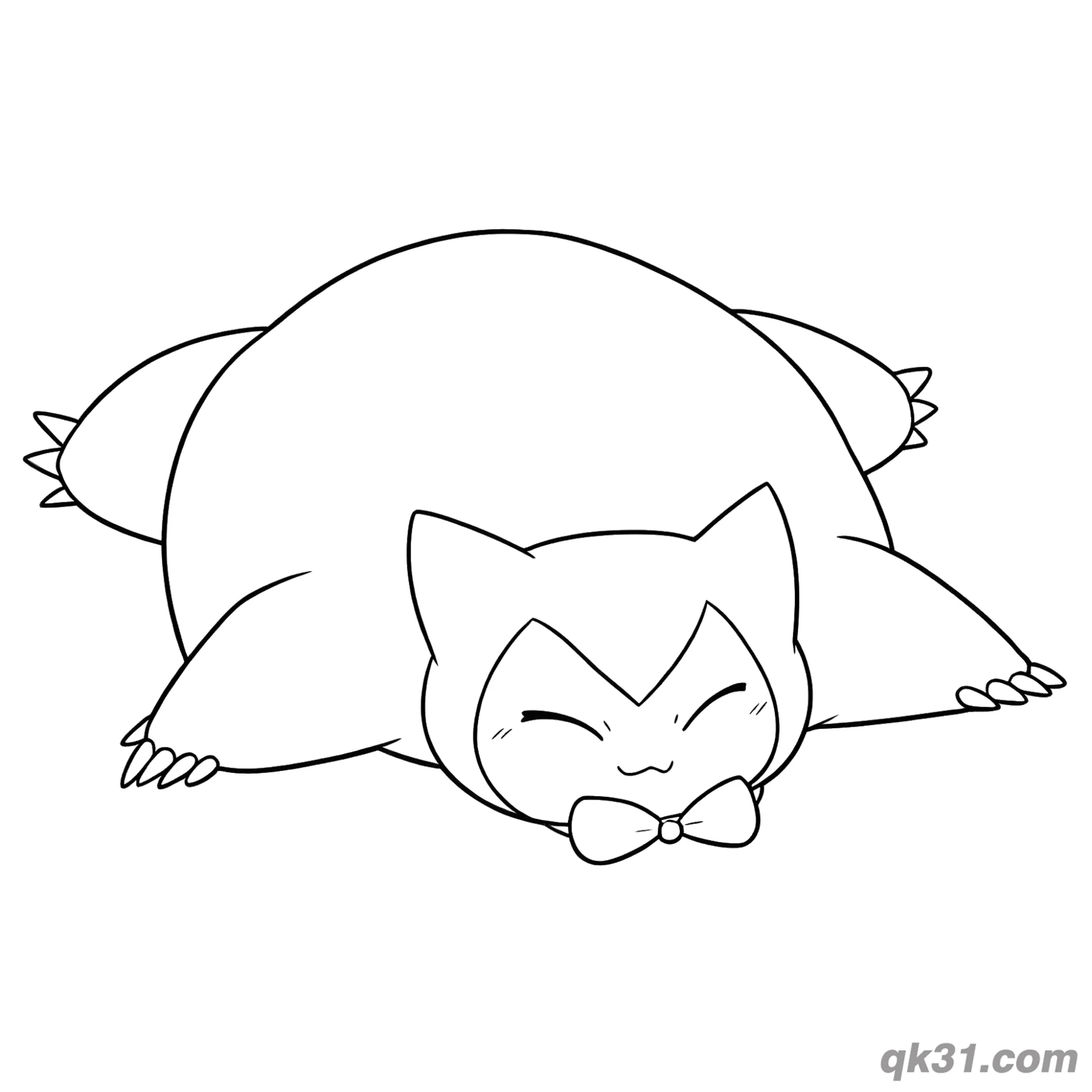免费 戴蝴蝶结的卡比兽宝可梦简笔画涂色页 简笔画涂色页