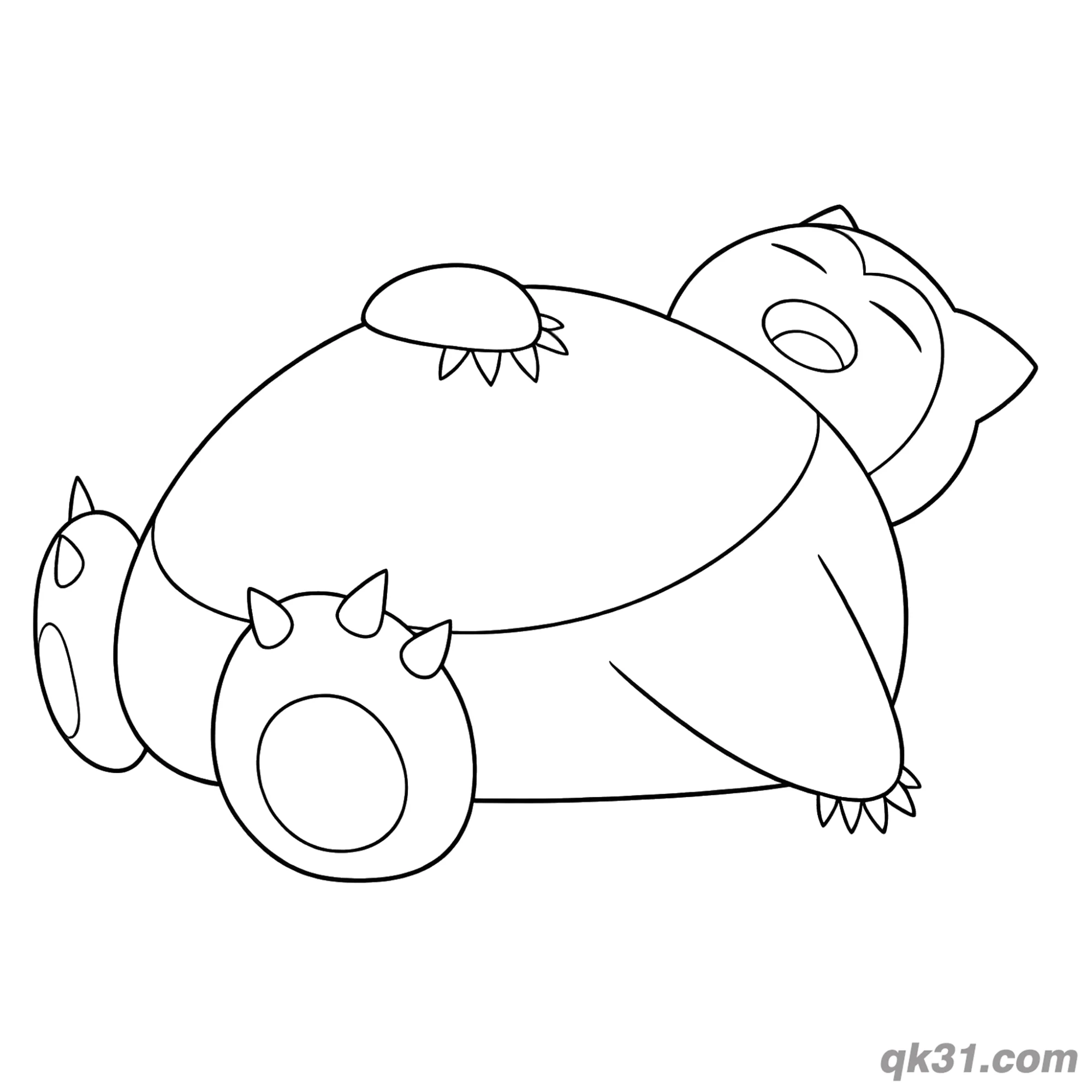 免费 侧睡的卡比兽宝可梦简笔画涂色页PDF 简笔画涂色页
