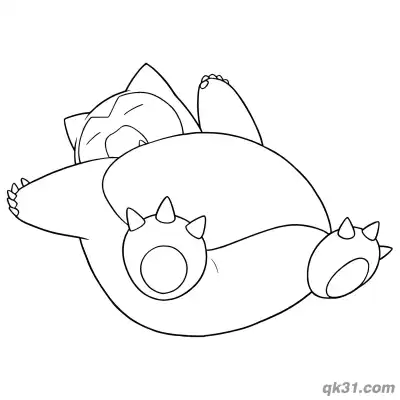 睡觉的卡比兽宝可梦简笔画涂色页PDF – 免费可打印简笔画涂色画
