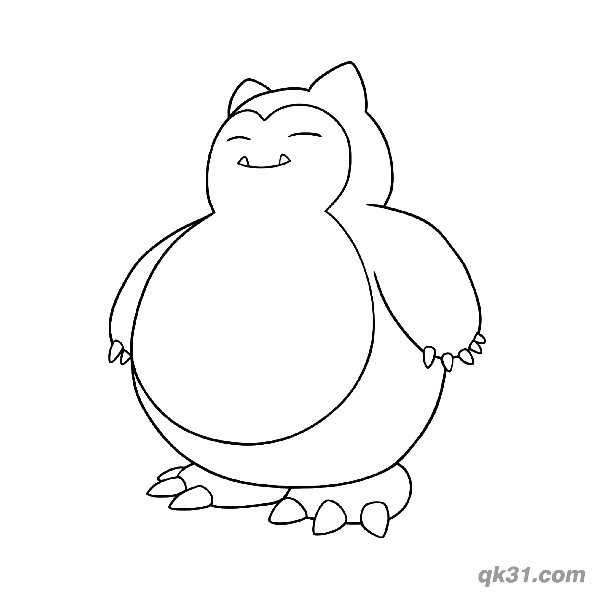 免费 站立的卡比兽宝可梦可打印简笔画涂色页 简笔画涂色页