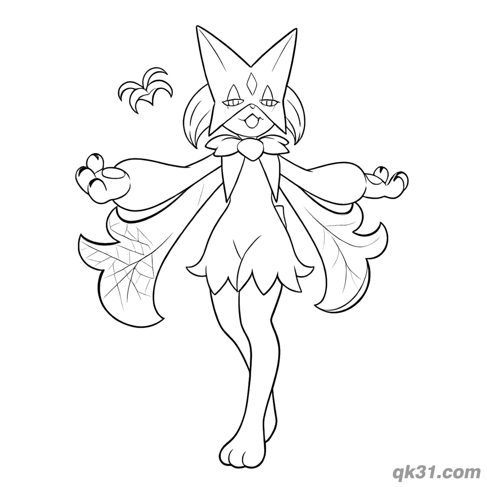 免费 魔幻假面喵双臂张开简笔画涂色页 简笔画涂色页