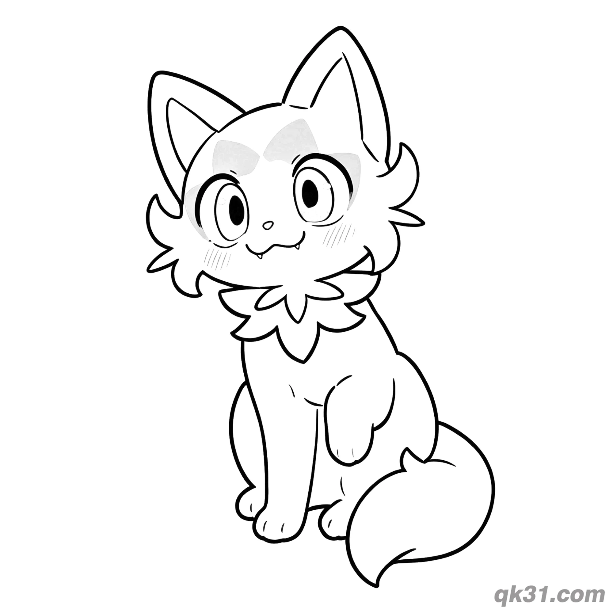 免费 新叶喵眼睛明亮机警坐姿简笔画涂色页 简笔画涂色页