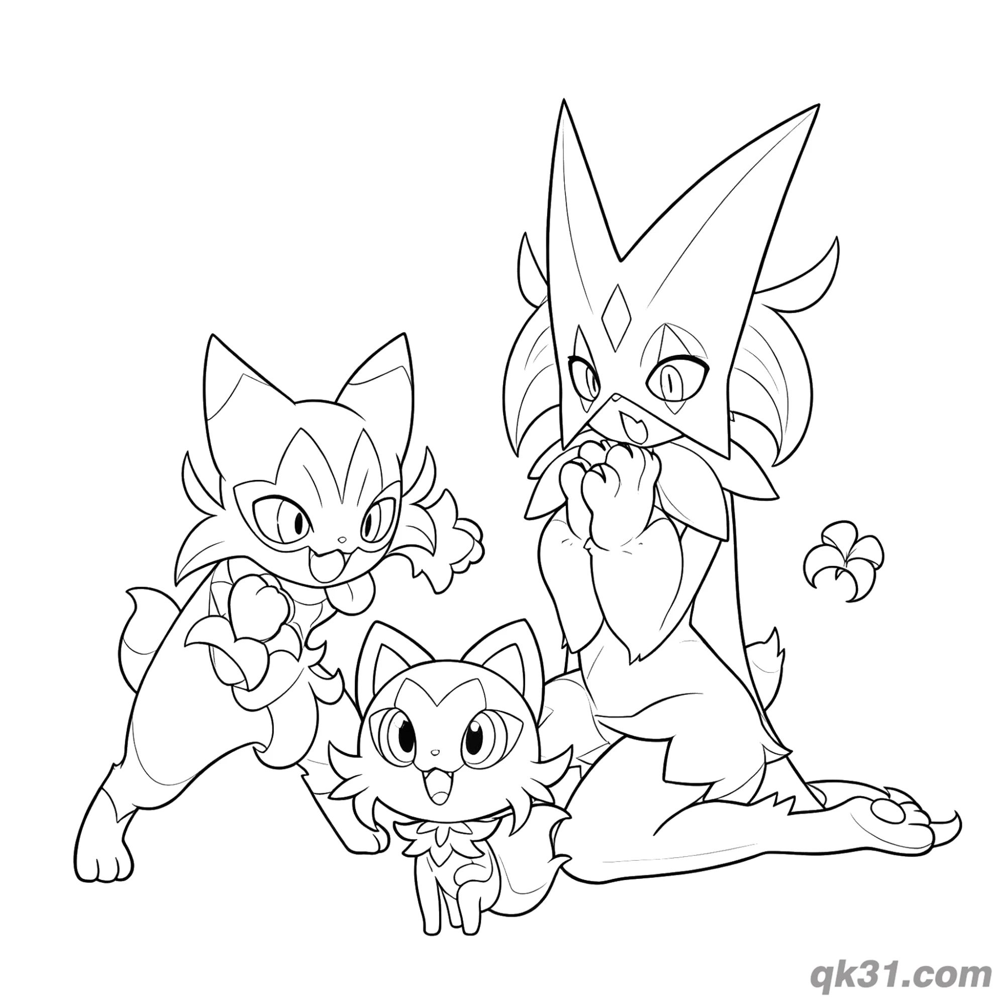免费 新叶喵蒂蕾喵魔幻假面喵家族简笔画涂色页 简笔画涂色页