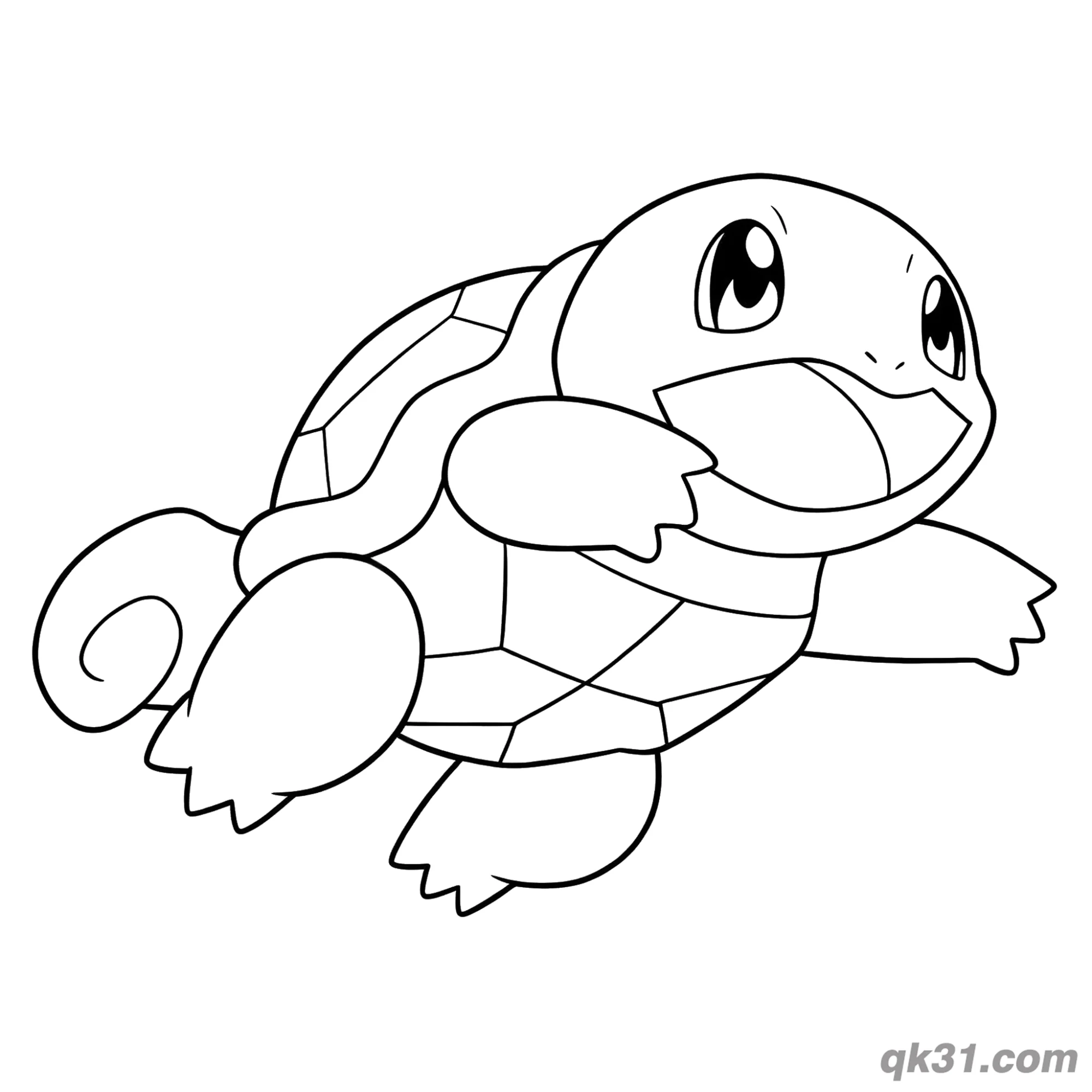 免费 简单的杰尼龟简笔画涂色页 简笔画涂色页