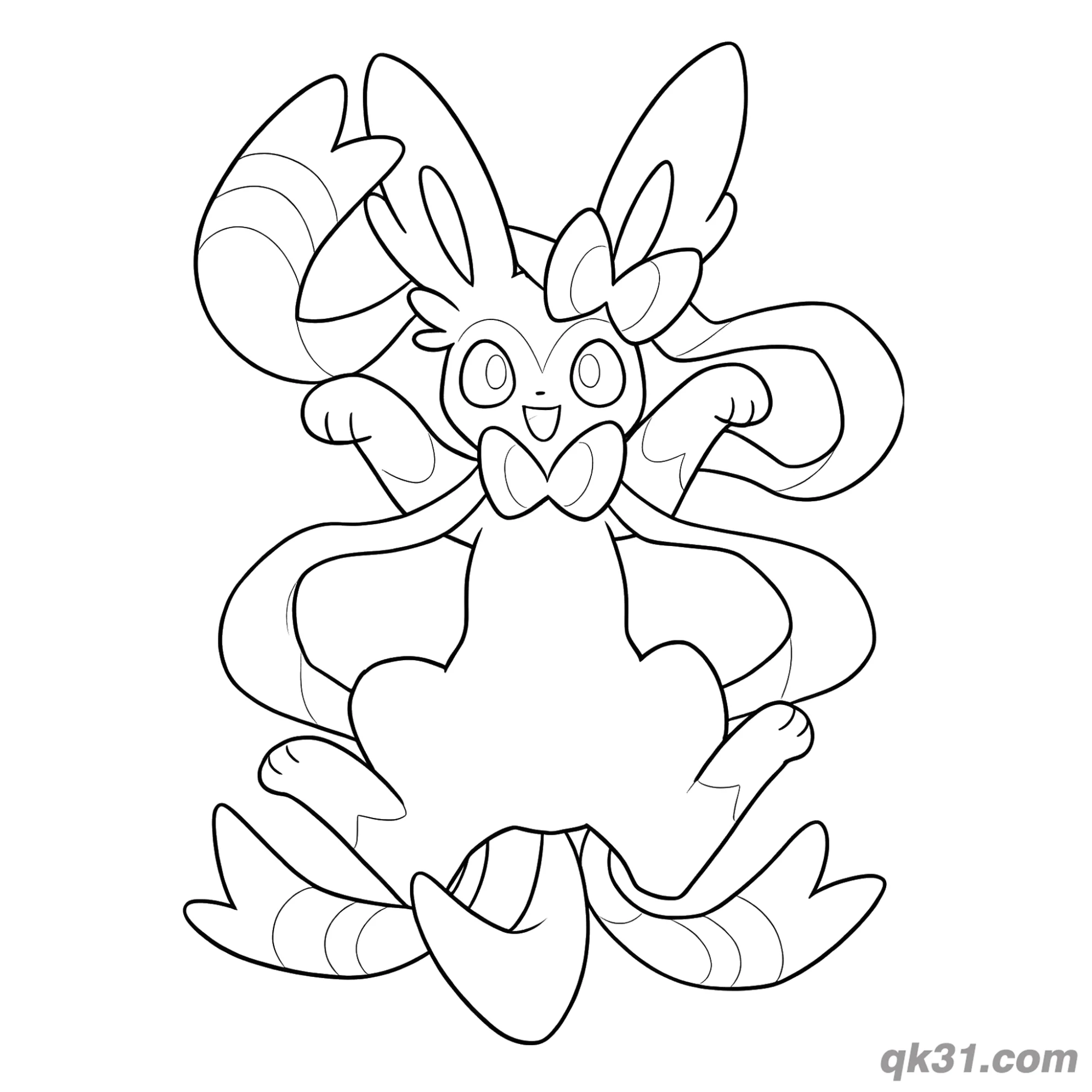 免费 仙子伊布手部比心动作简笔画涂色页 简笔画涂色页
