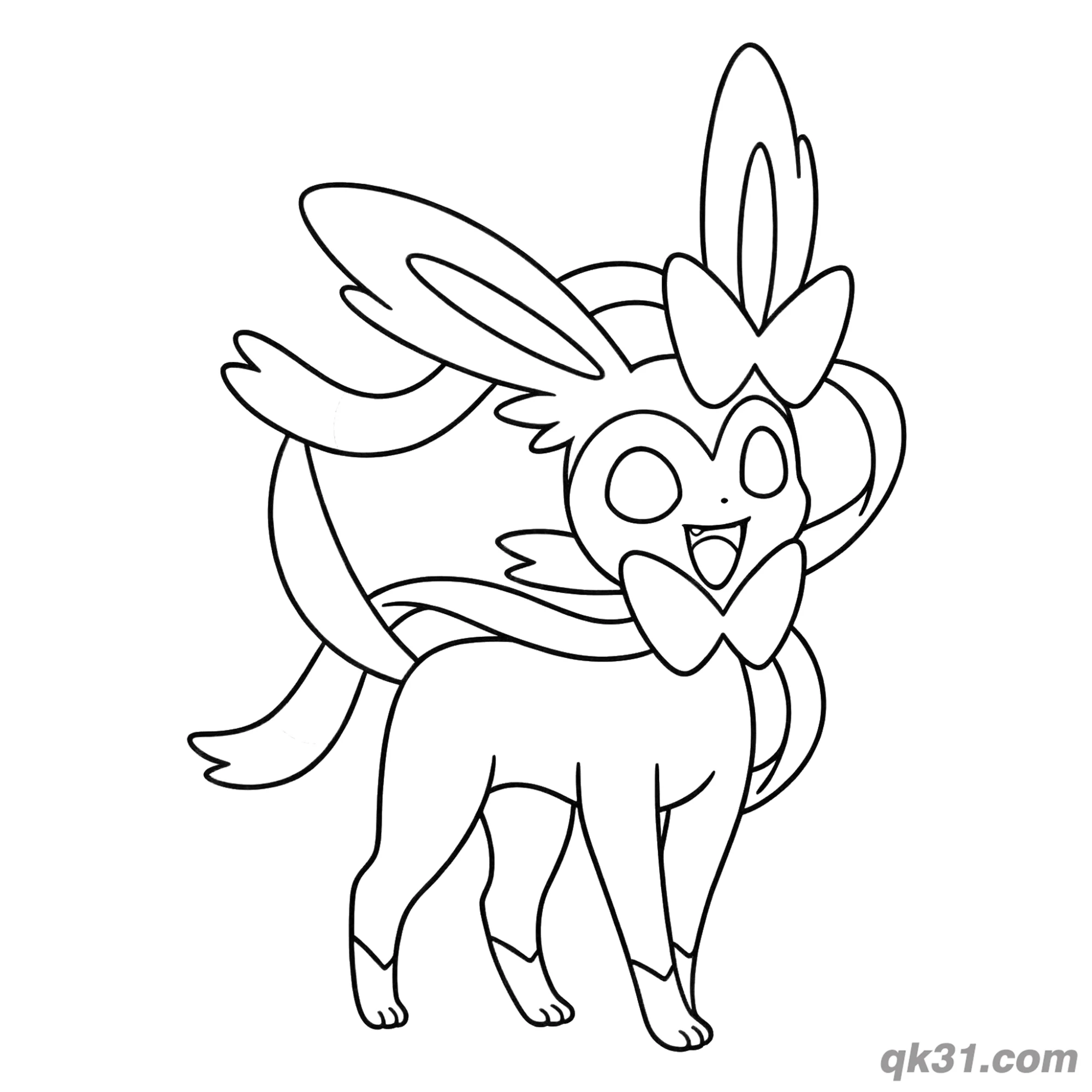 免费 仙子伊布站立张开双臂简笔画涂色页 简笔画涂色页