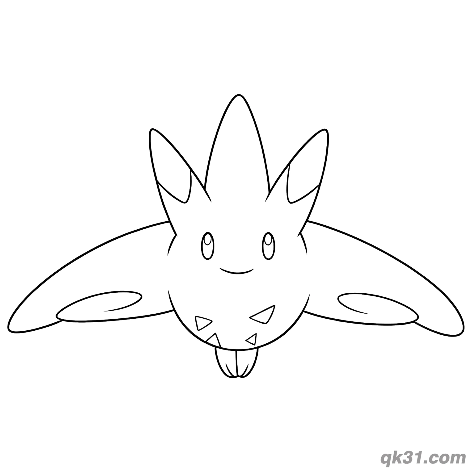 免费 温柔微笑正面波克基斯简笔画涂色页 简笔画涂色页
