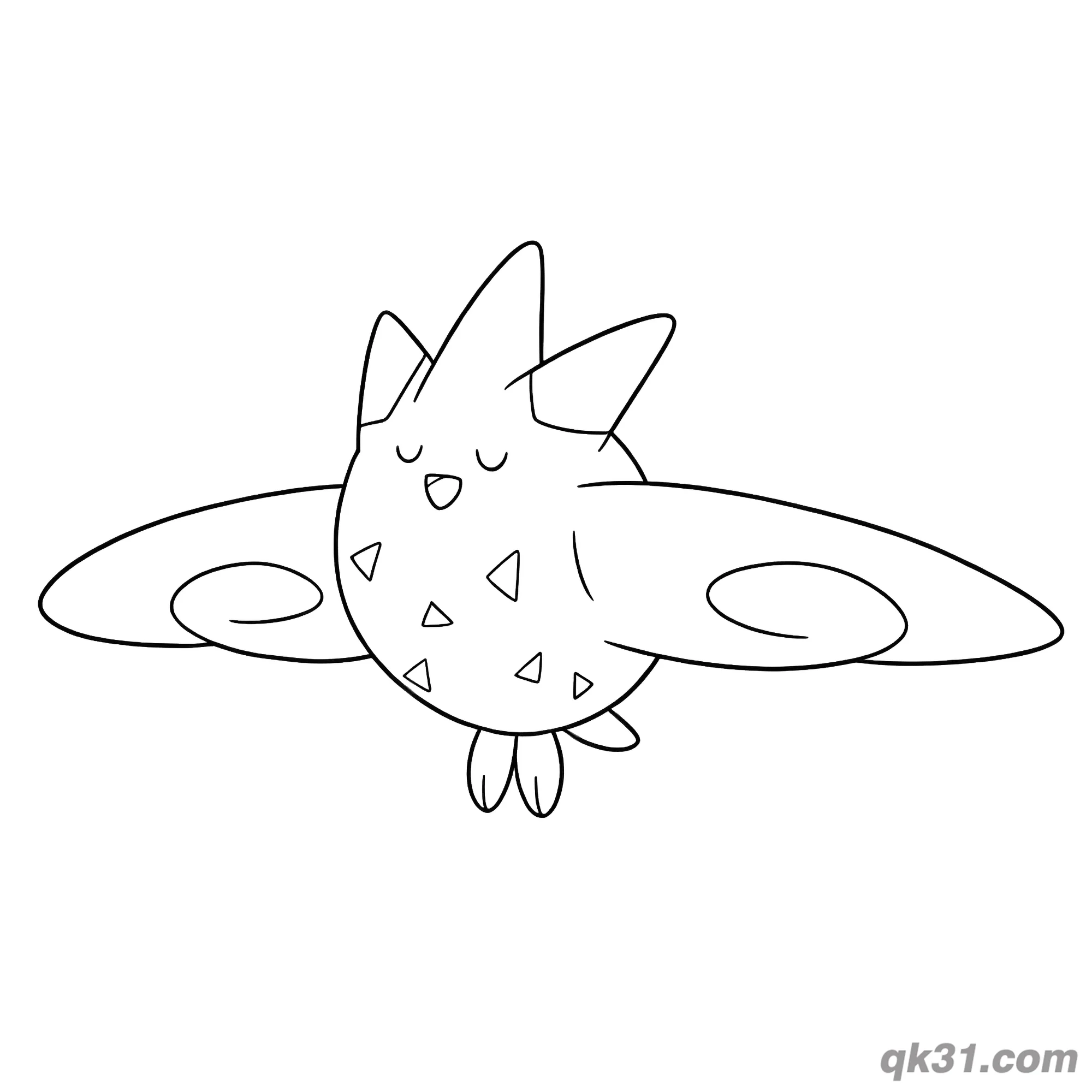 免费 困倦展翅波克基斯简笔画涂色页 简笔画涂色页