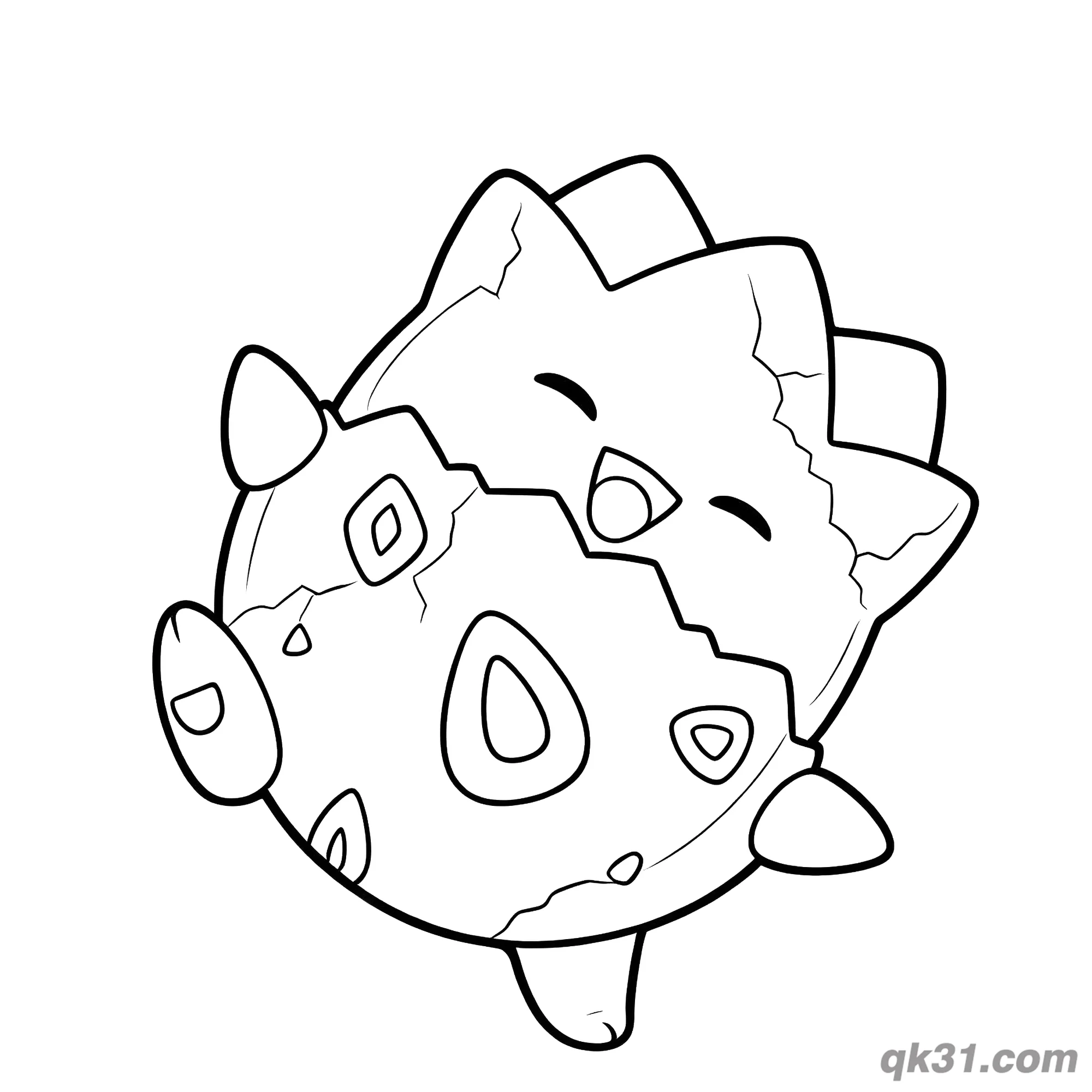 免费 侧躺眨眼波克比简笔画涂色页 简笔画涂色页