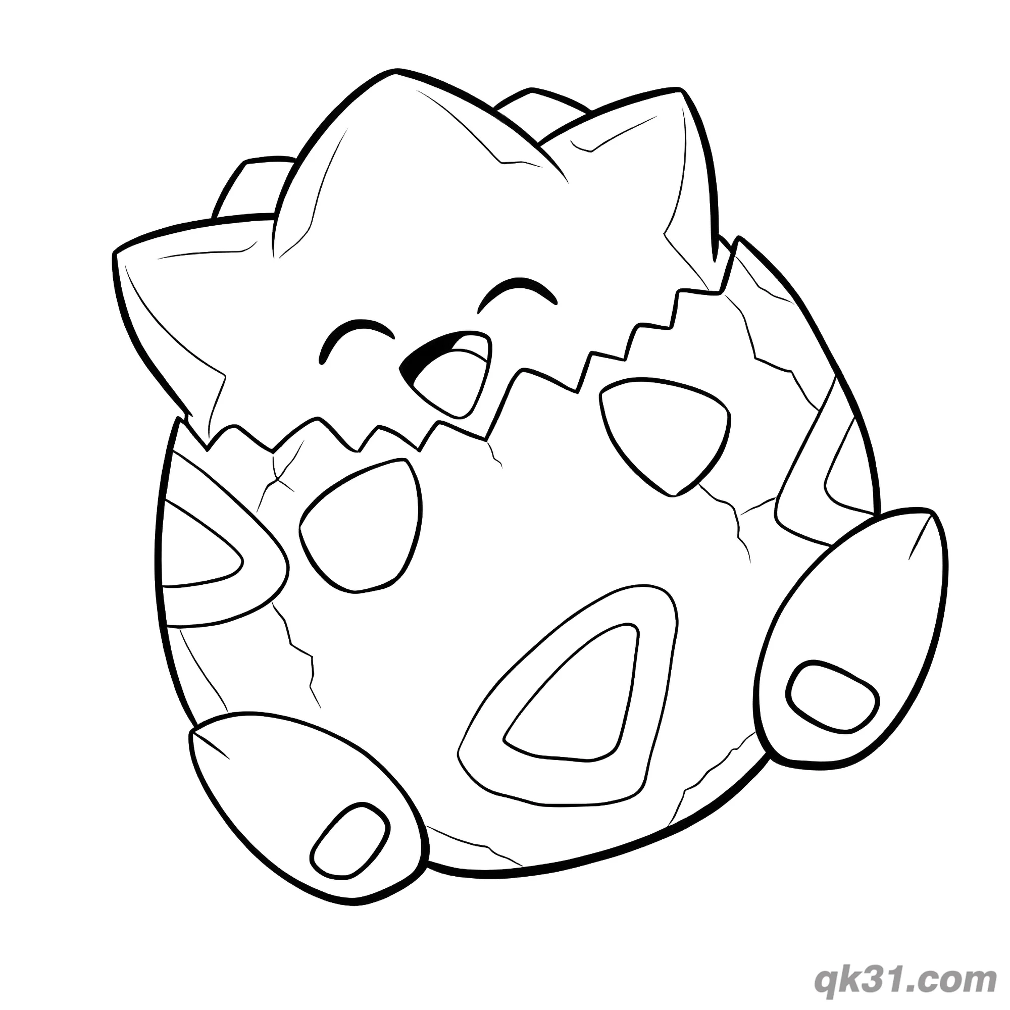 免费 侧坐微笑波克比简笔画涂色页 简笔画涂色页