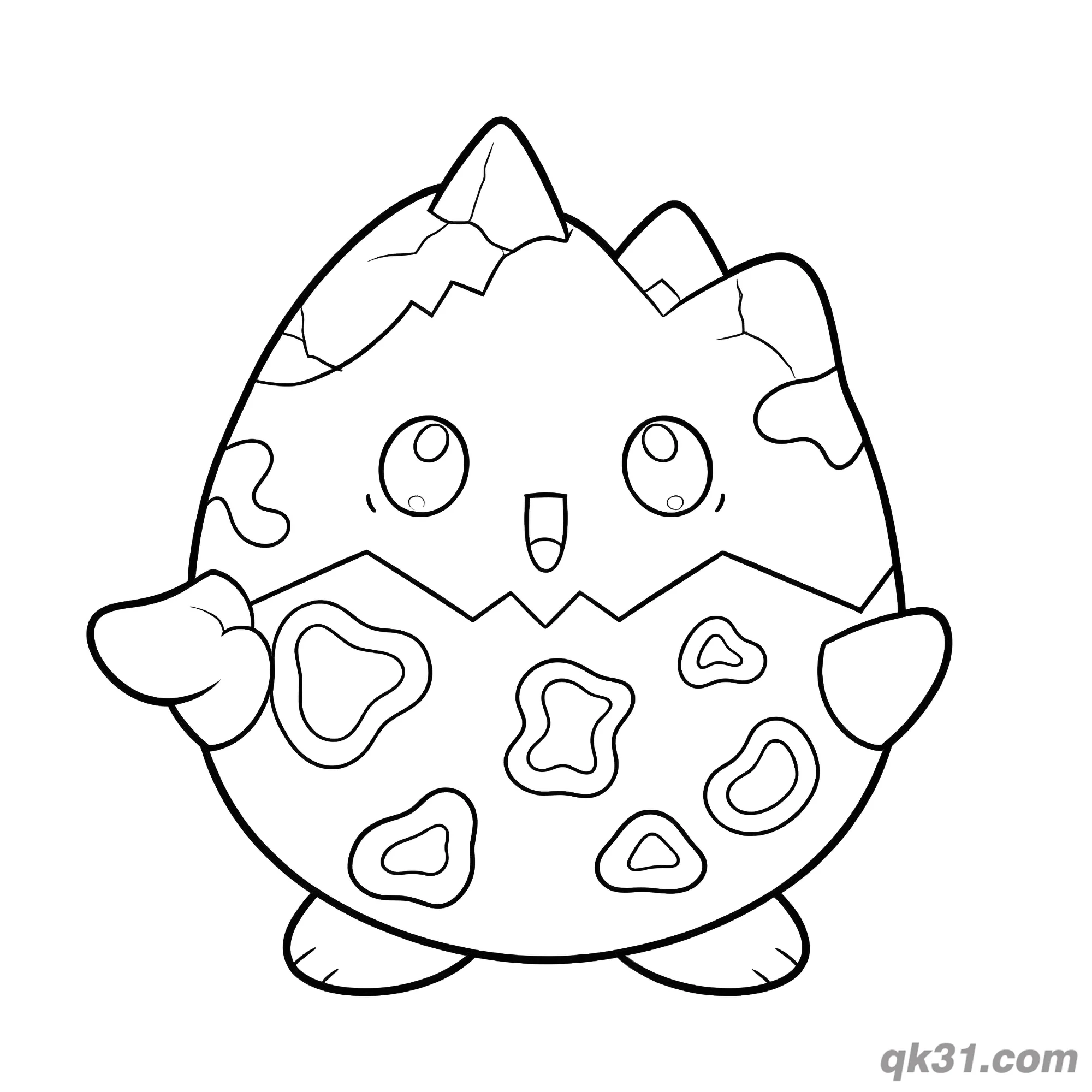 免费 独特花纹波克比简笔画涂色页 简笔画涂色页