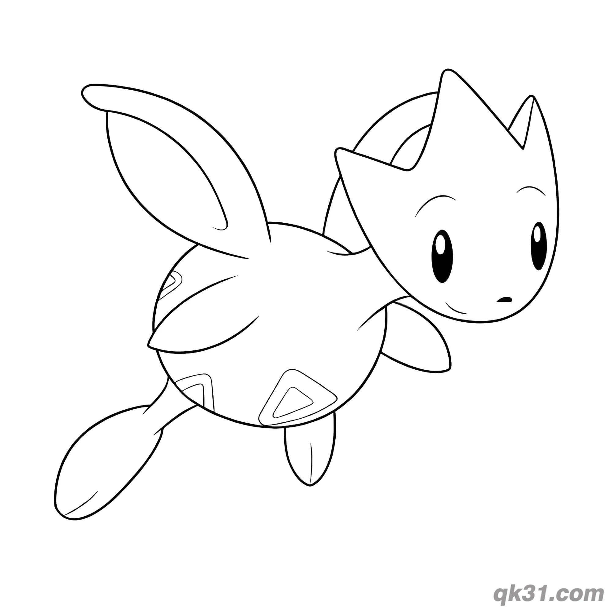 免费 极简飞行波克基古简笔画涂色页 简笔画涂色页