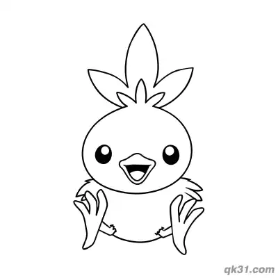 火雉鸡宝可梦兴奋张开双臂简笔画涂色页 – 免费可打印简笔画涂色画