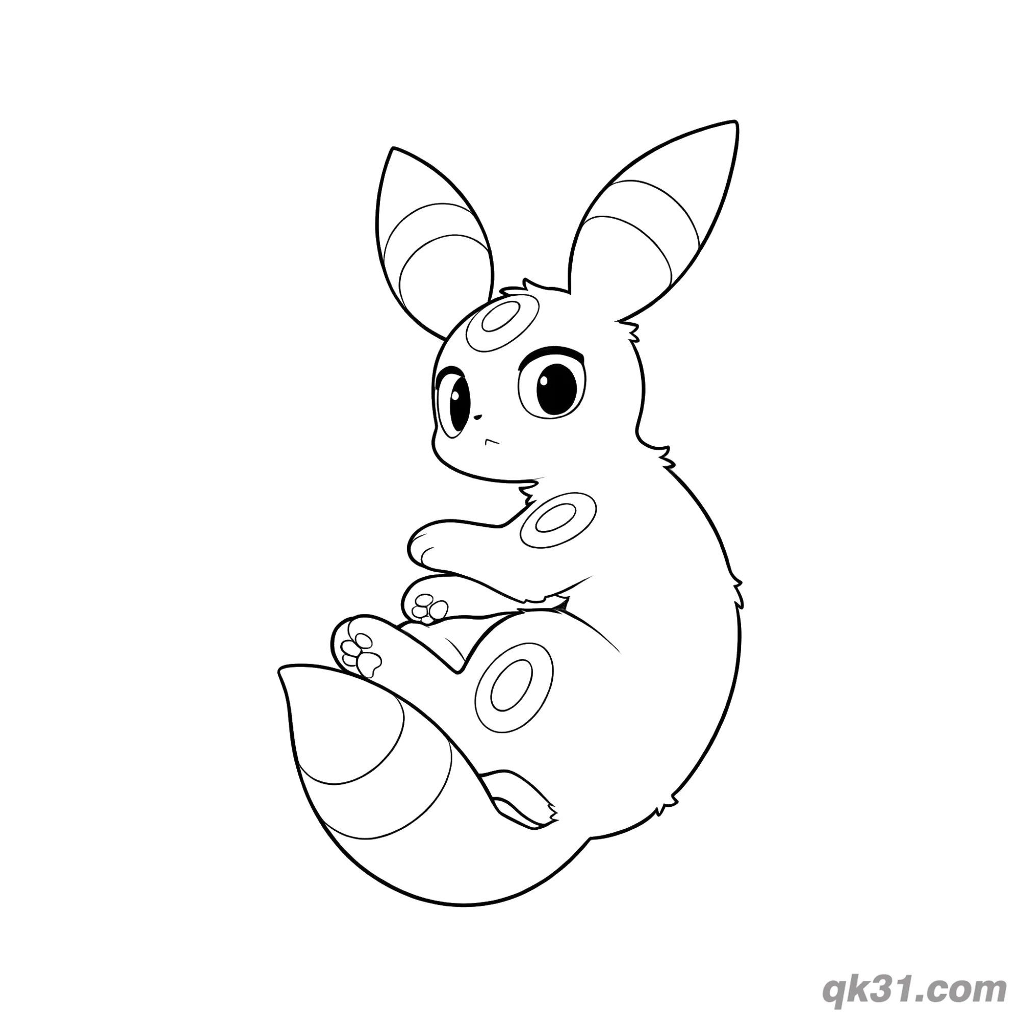 免费 月亮伊布蜷坐简笔画涂色页 简笔画涂色页