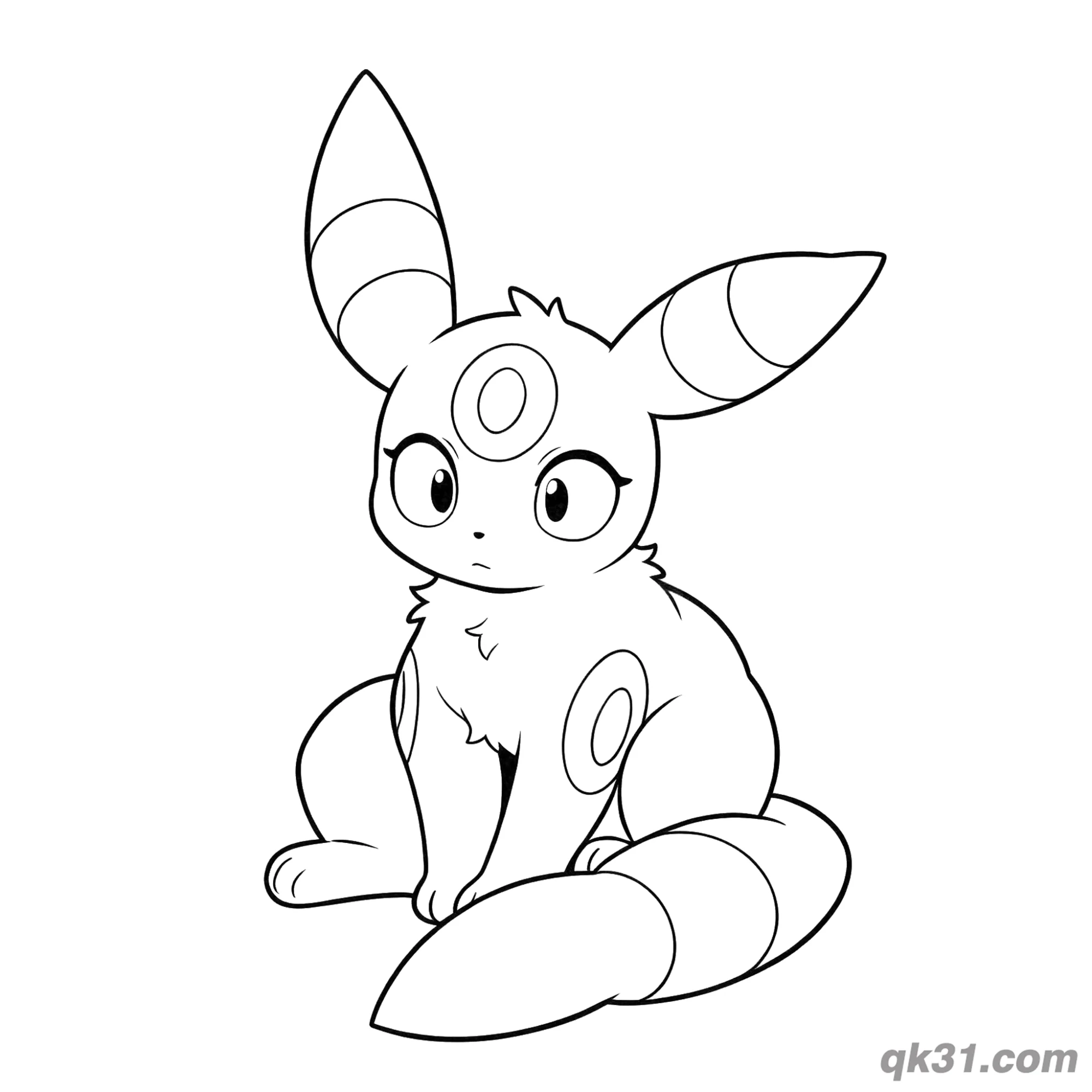 免费 月亮伊布蓬松胸口坐姿简笔画涂色页 简笔画涂色页