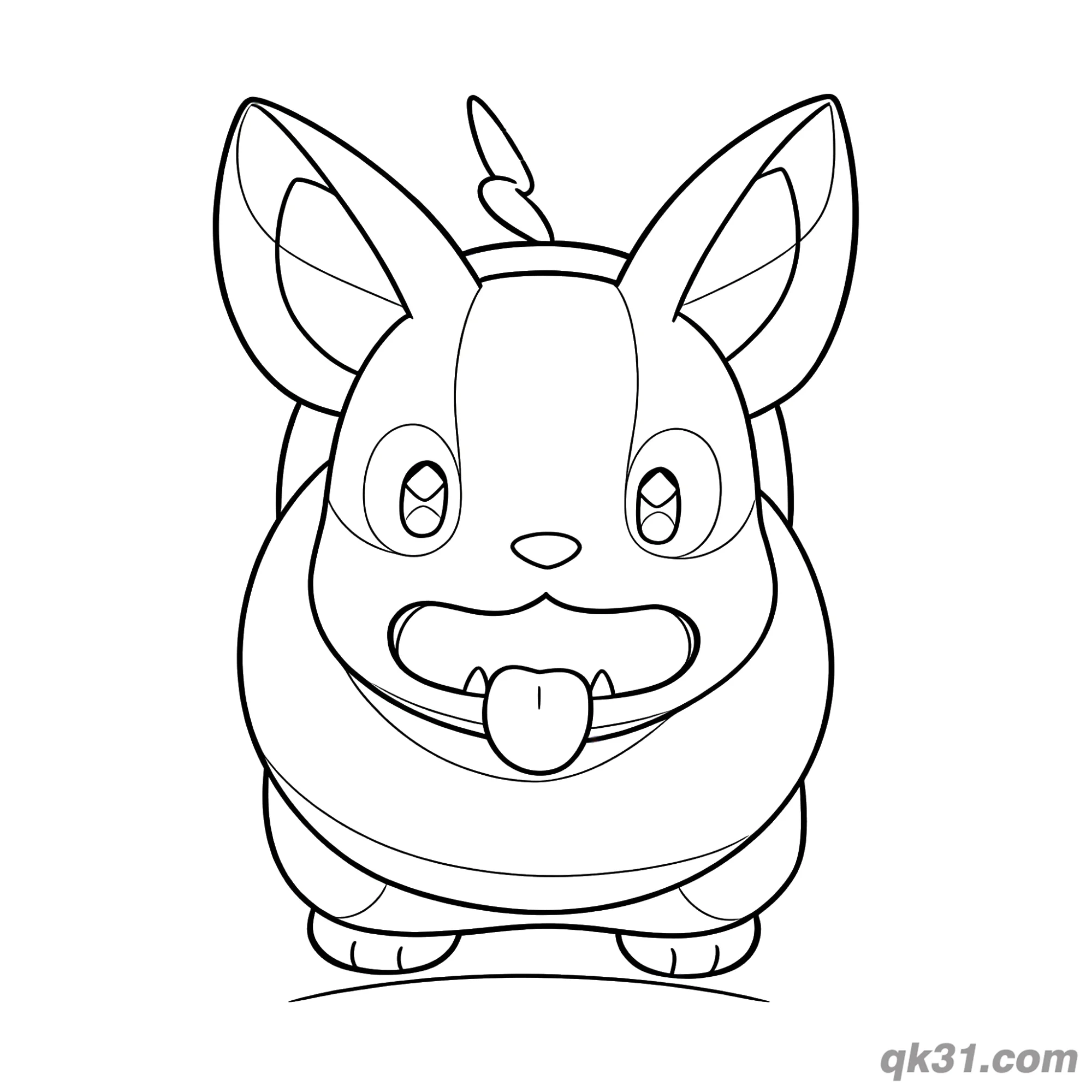免费 开心吐舌头的来电汪简笔画涂色页 简笔画涂色页