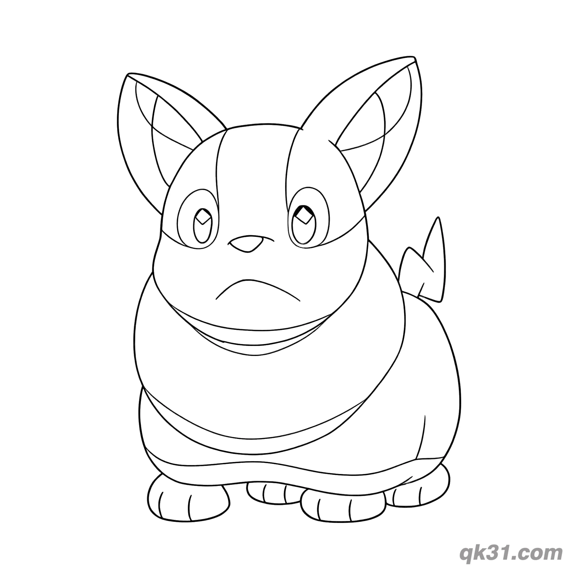 免费 严肃又可爱的来电汪简笔画涂色页 简笔画涂色页