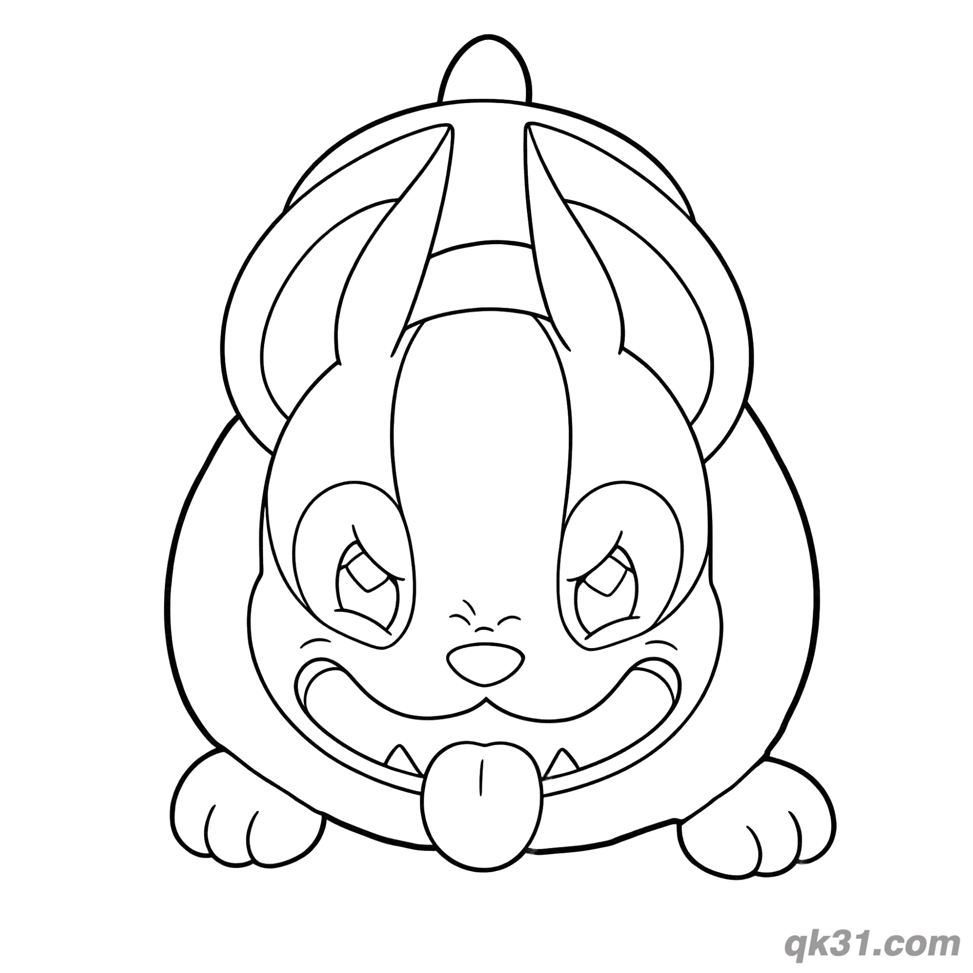 微笑吐舌头的来电汪简笔画涂色页简笔画涂色画 – 为儿童和成人提供的免费可打印简笔画涂色画