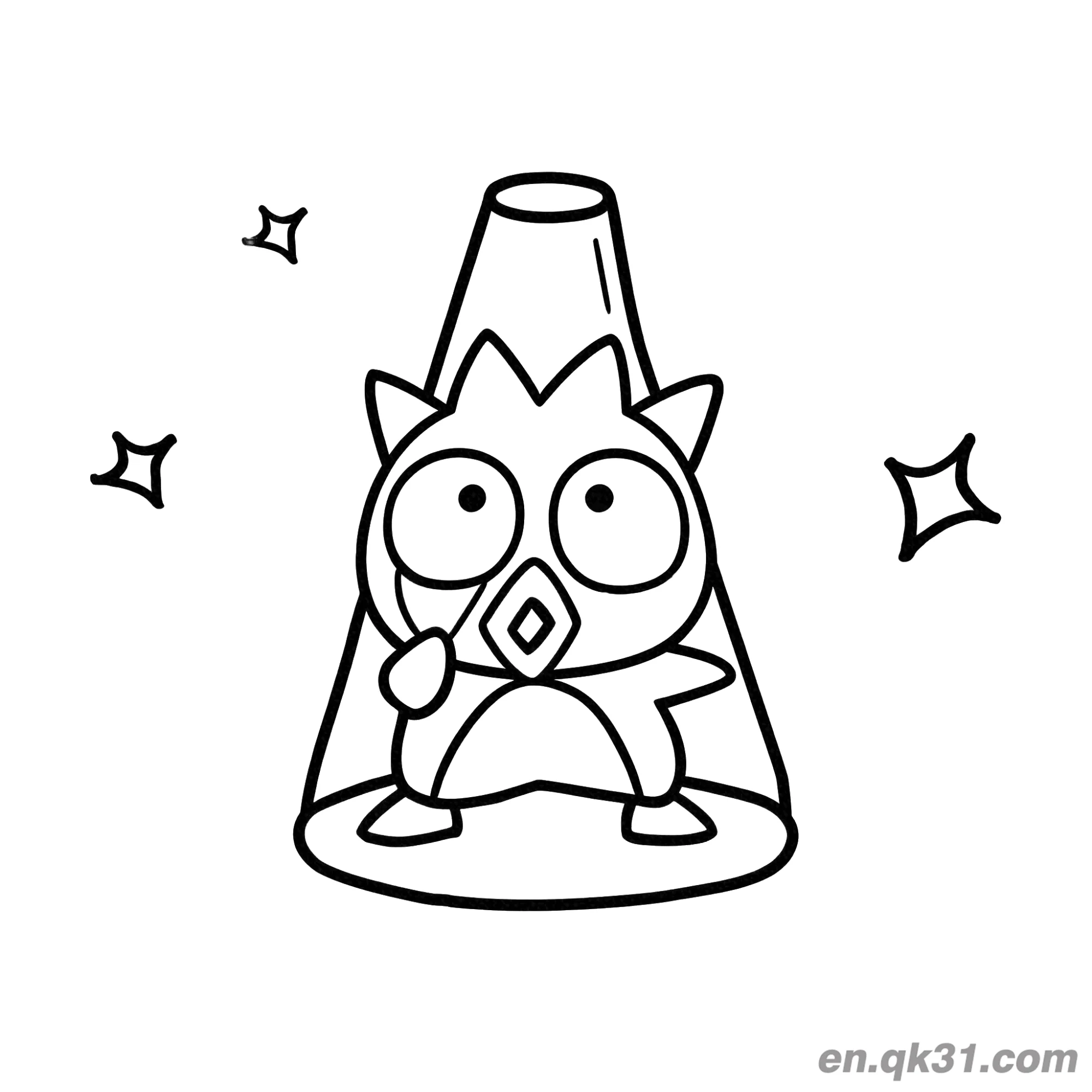 免费 酷企鹅魔术师表演魔术简笔画涂色页 简笔画涂色页