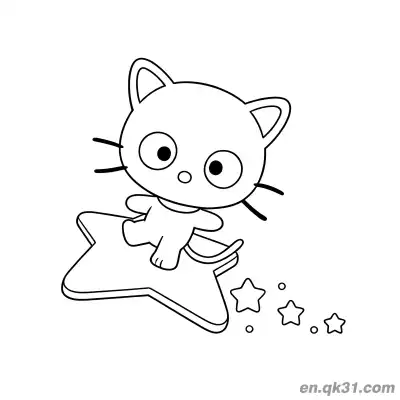 乘坐星星飞翔的巧克力猫简笔画涂色页 – 免费可打印简笔画涂色画