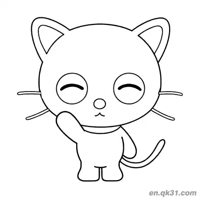 闭眼摸脸满足表情的巧克力猫简笔画涂色页 – 免费可打印简笔画涂色画