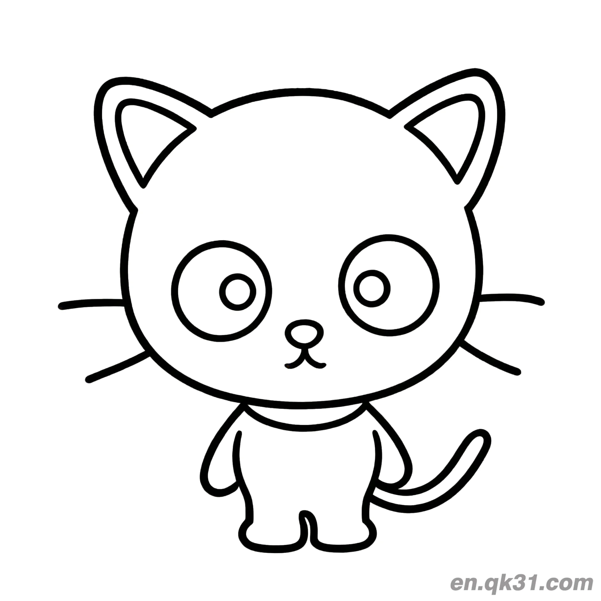 免费 小鼻子可爱站姿的巧克力猫简笔画涂色页 简笔画涂色页