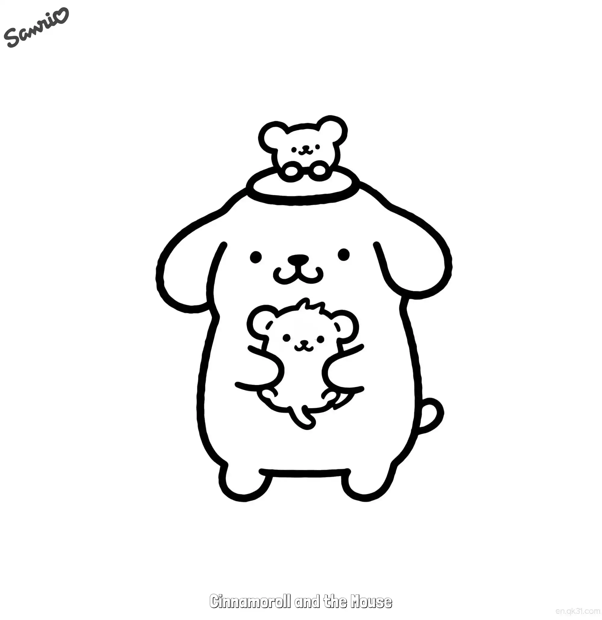 免费 玉桂狗和老鼠 简笔画 素描 涂鸦 - 免费可打印三丽鸥 下载PDF 简笔画涂色页