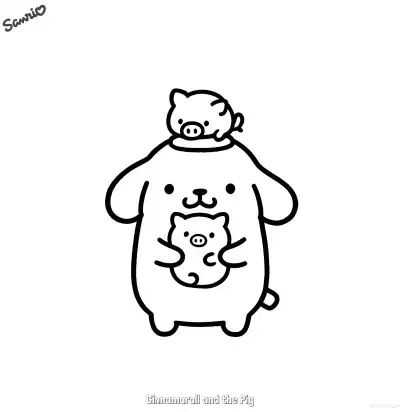 玉桂狗和小猪 2简笔画 素描 涂鸦 - 免费可打印三丽鸥 下载PDF – 免费可打印简笔画涂色画
