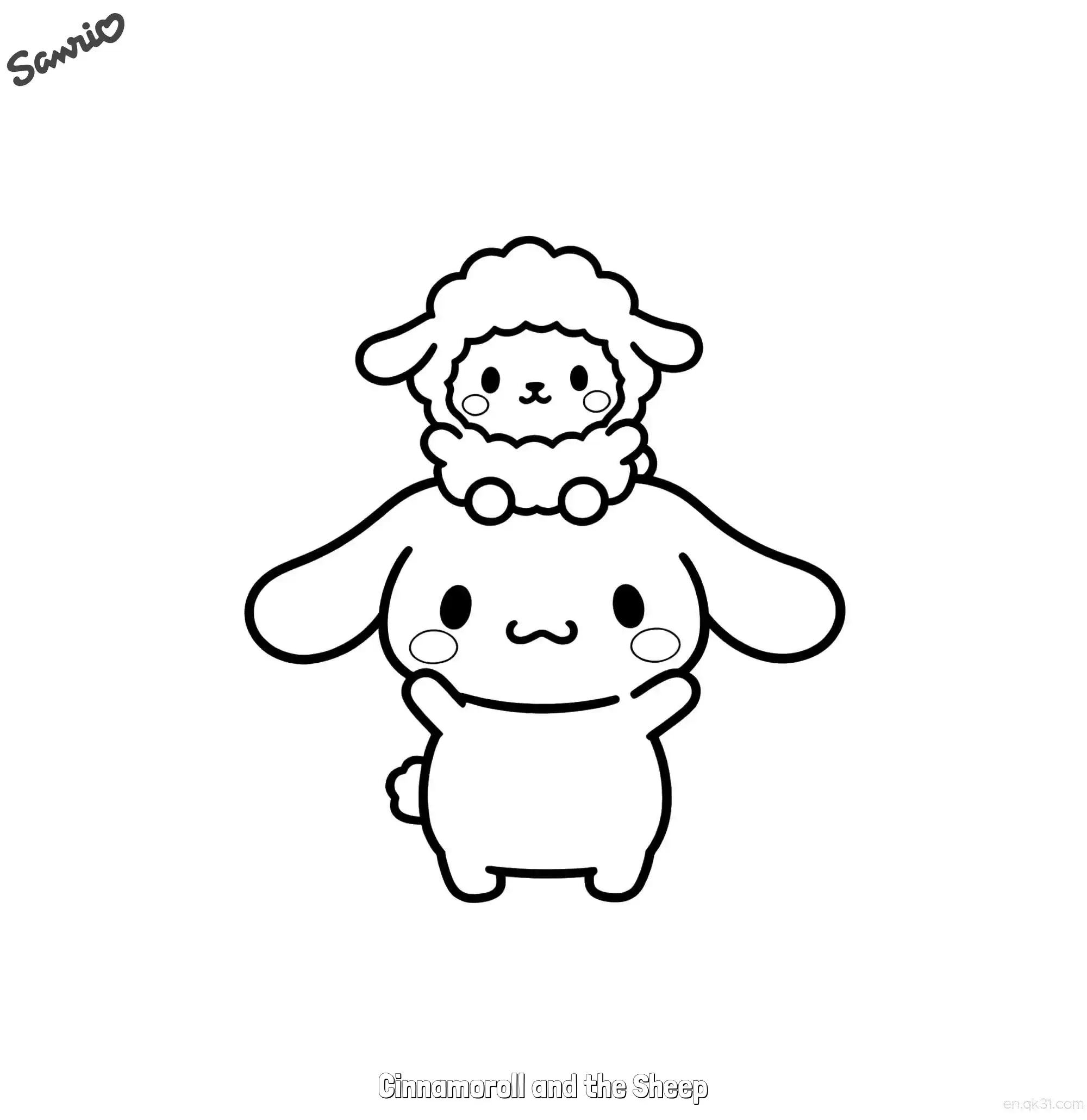 免费 玉桂狗和小羊 简笔画 素描 涂鸦 - 免费可打印三丽鸥 下载PDF 简笔画涂色页