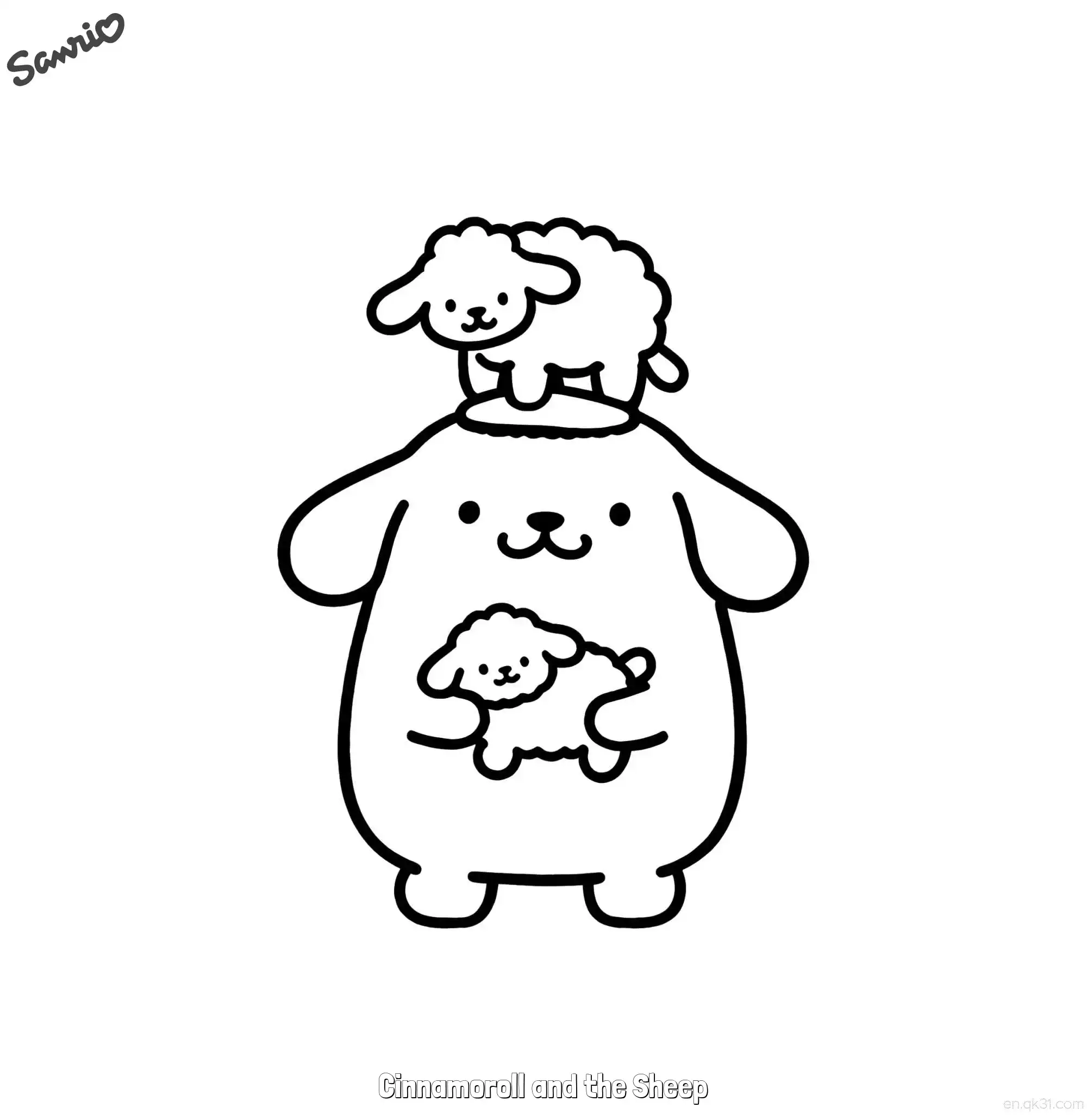 免费 玉桂狗和小羊 2简笔画 素描 涂鸦 - 免费可打印三丽鸥 下载PDF 简笔画涂色页