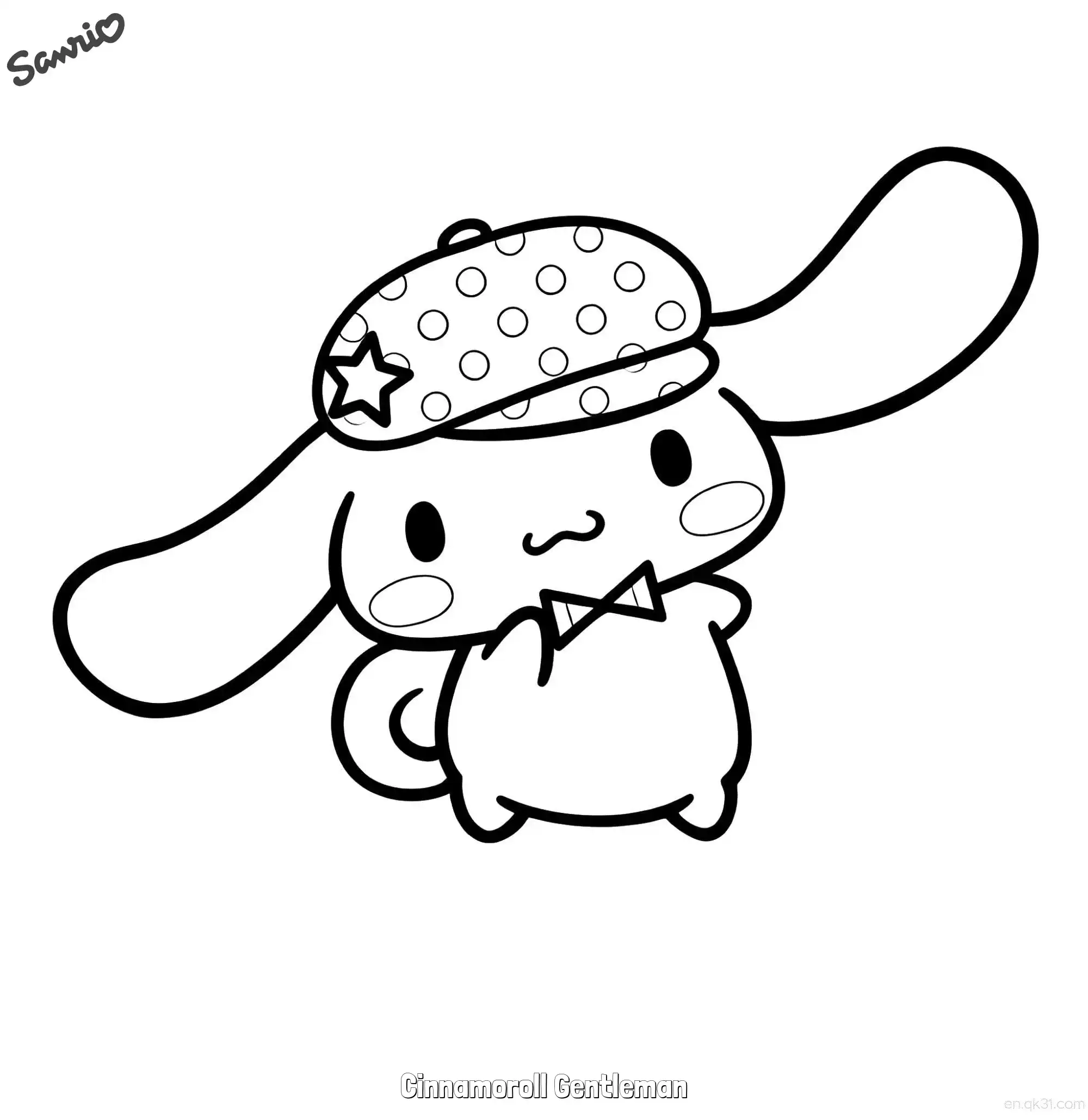 免费 绅士玉桂狗 简笔画 素描 涂鸦 - 免费可打印三丽鸥 下载PDF 简笔画涂色页