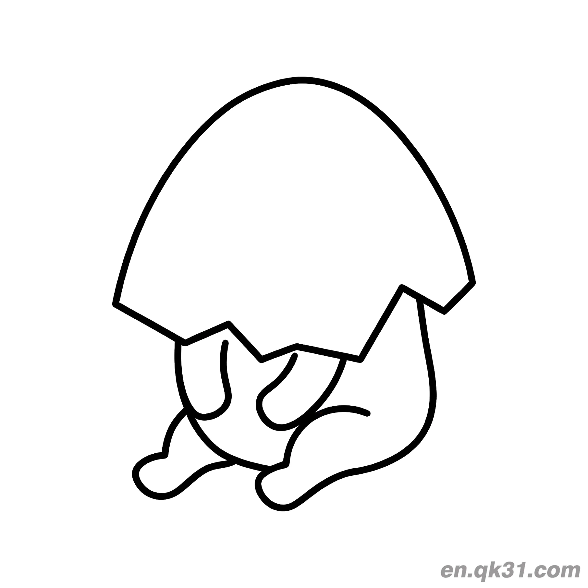 免费 懒蛋蛋戴蛋壳帽蜷缩简笔画涂色页 简笔画涂色页