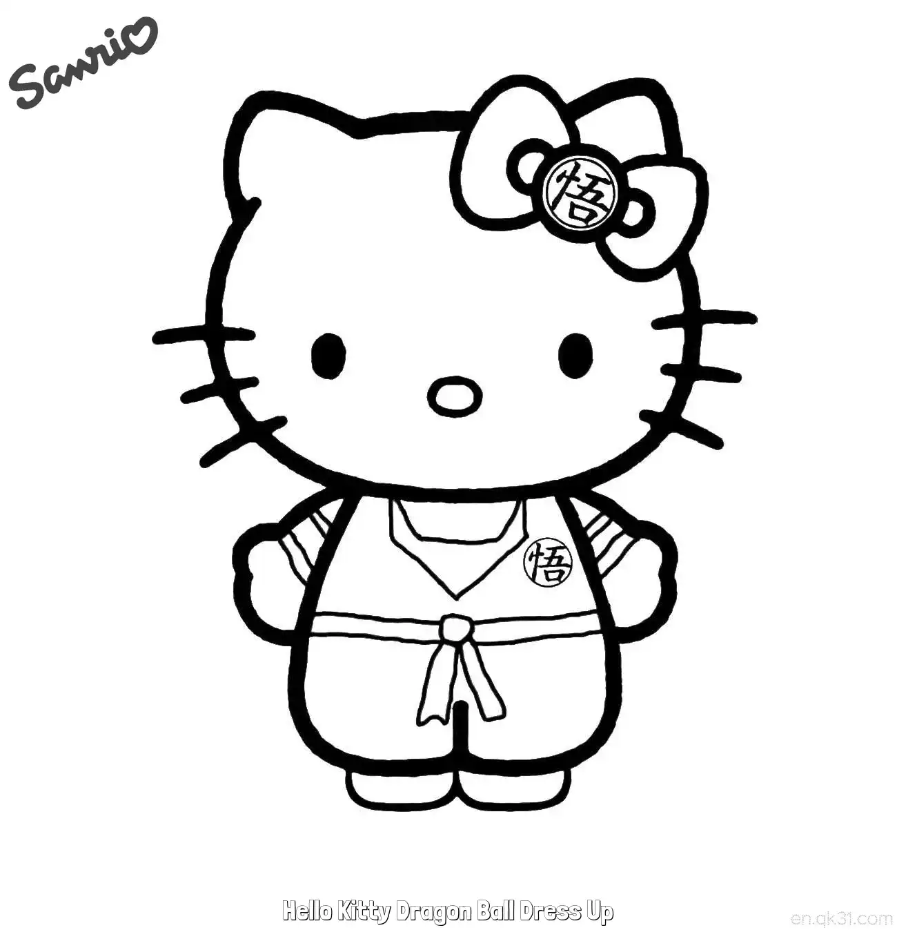 免费 凯蒂猫龙珠悟空造型涂色页 简笔画涂色页